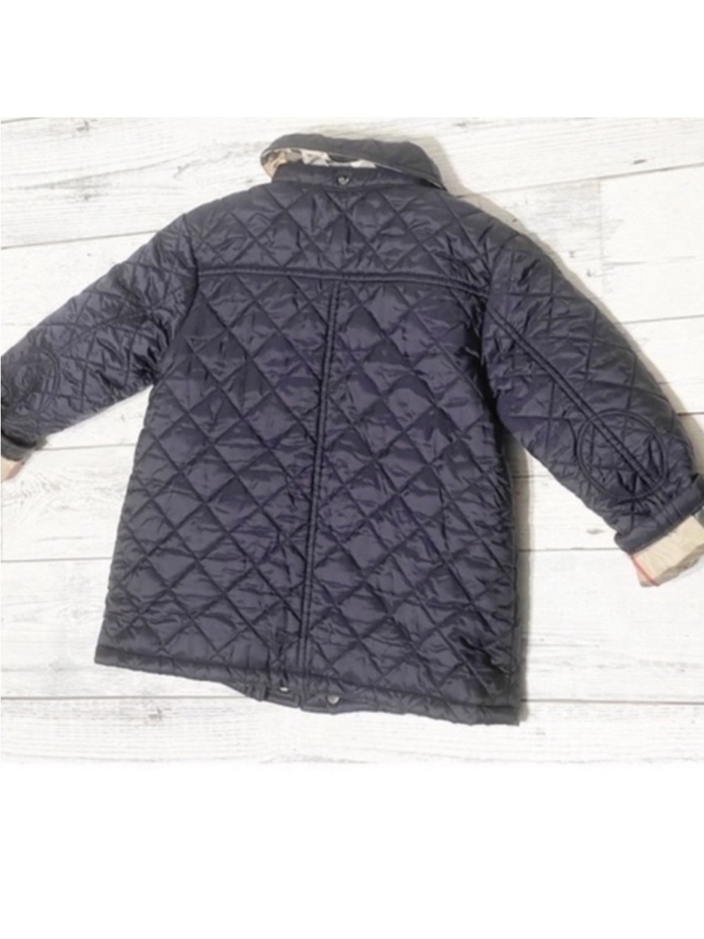 Burberry Kids Quilted Coat with Nova Plaid. Sz 3 - Picture 3 of 6
